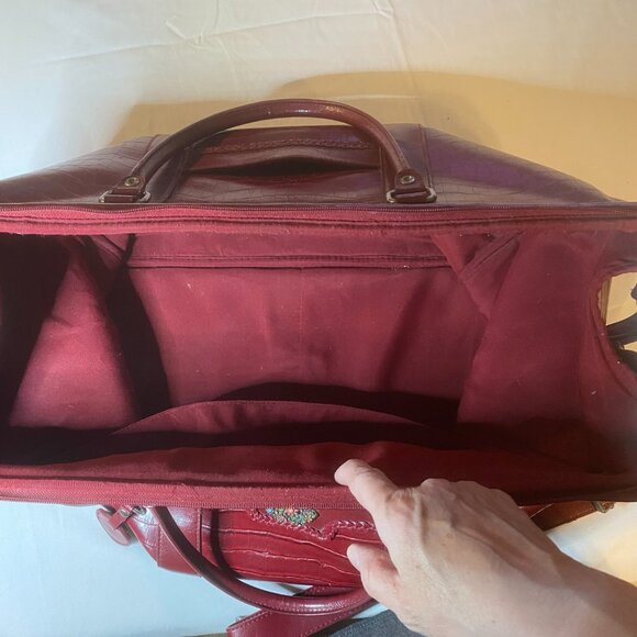 BUENO Burgundy Faux Croc Weekender Travel Bag Detachable Strap OS - Picture 12 of 14